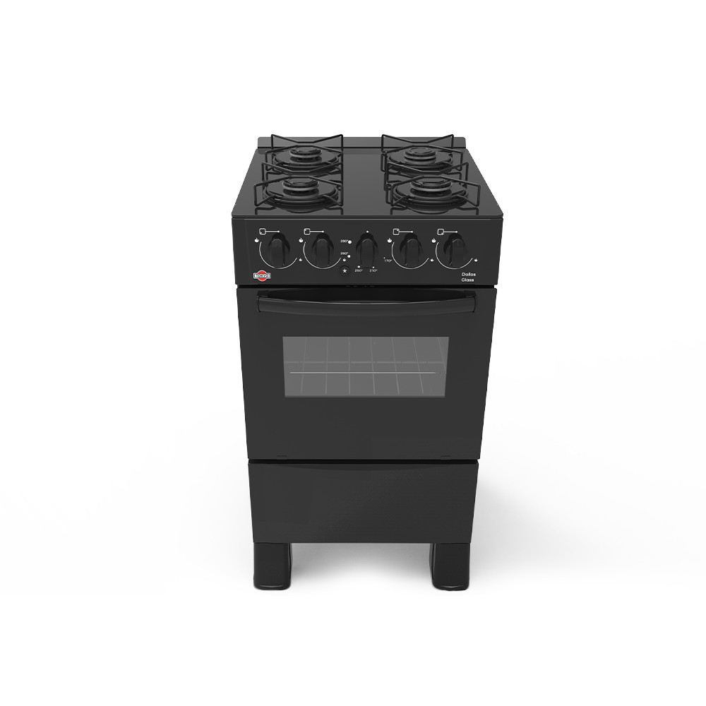 Cocina Tokyo Dallas 4H Glass Negra C/Encendido Limpia Facil.