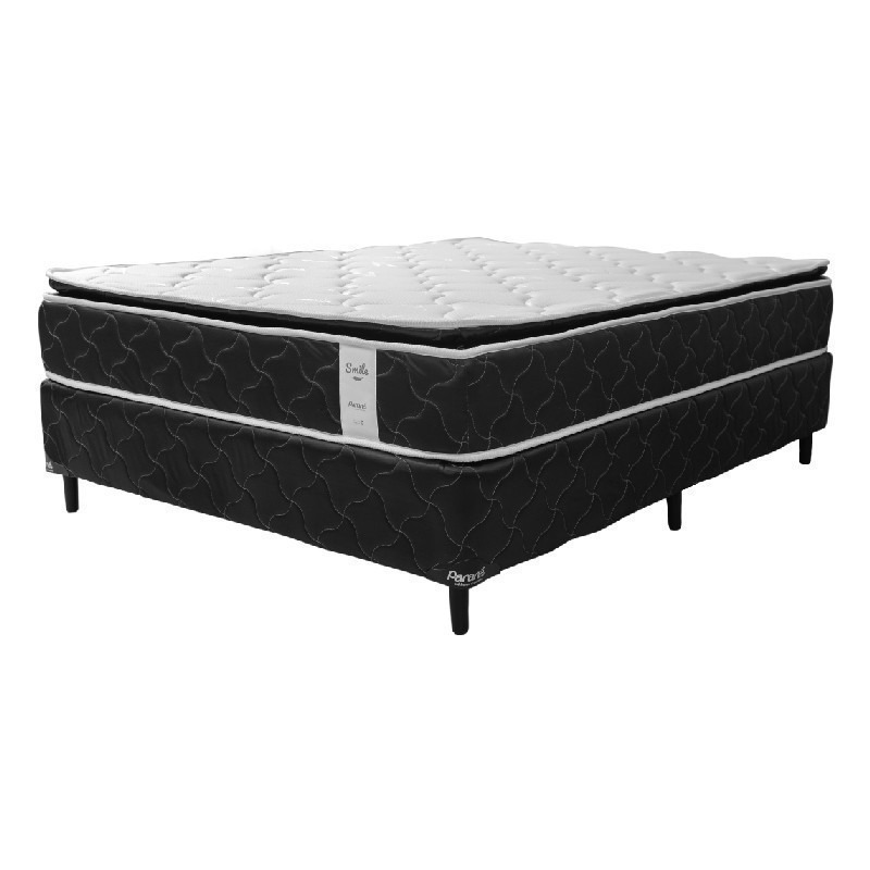 Somier Parana Smile 140X190 (B+C) Negro + 2 Almohadas
