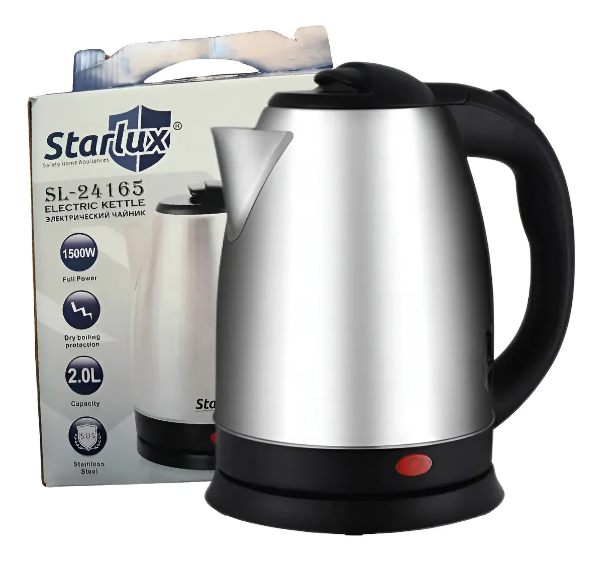  Hervidor Eléctrico Starlux Corte Automático Al Hervir - Plateado.