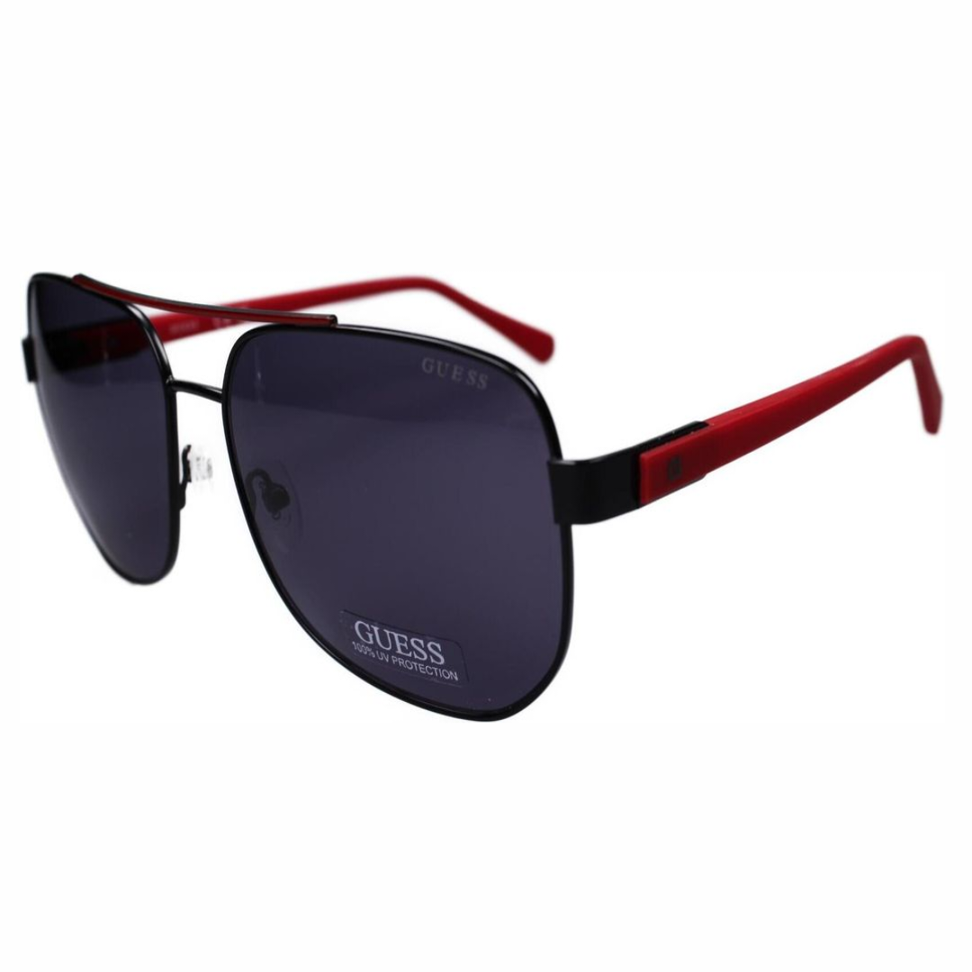 Gafas de Sol Guess GU00015 Aviador para Hombre ? Negro con Brazos Rojos
