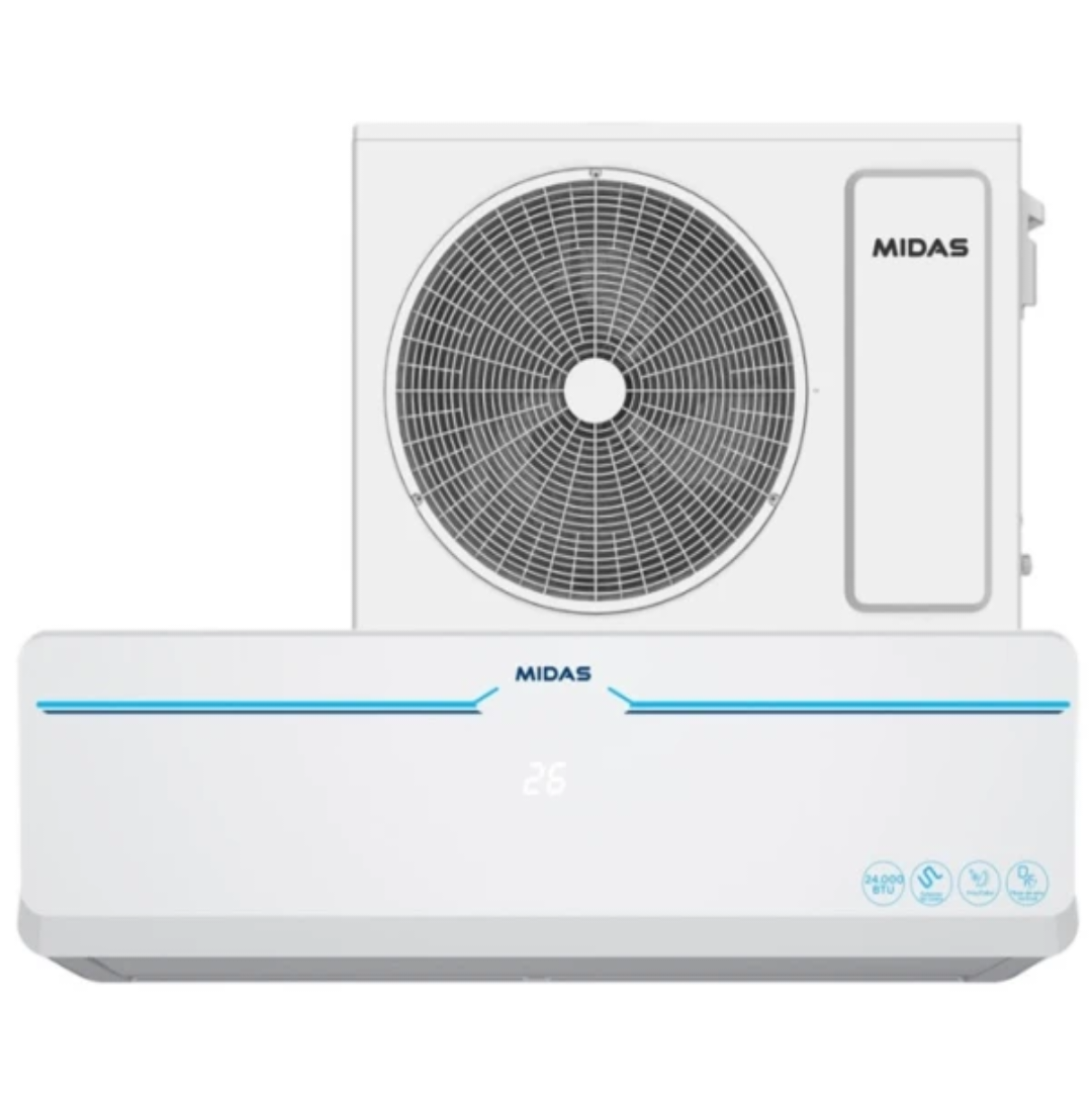AIRE ACONDICIONADO MIDAS 24.000 BTU F/C R410 MD-AIR24 AA GAS ECOLOGICO